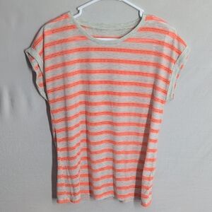 NWOT Striped Coral and Gray Women's Top Vivance From Lascana